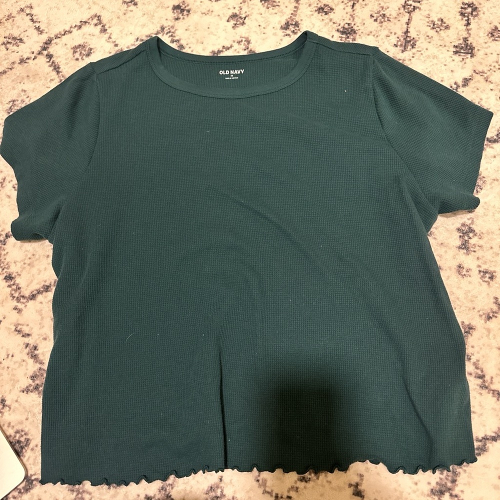 Old Navy Dark Green Ribbed T-Shirt